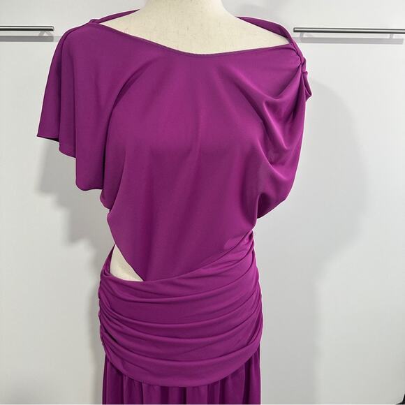 Tanya Taylor Size 12 Purple Elegant Ruched Cut Out Side Slit Nami Gown Dress - Picture 8 of 16